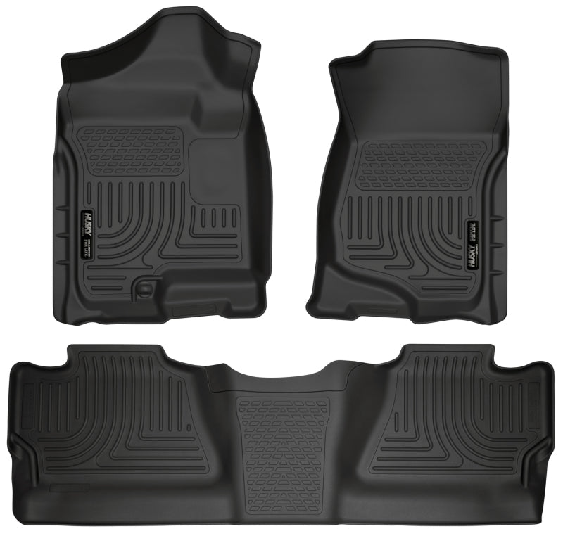 Husky Liners 07-12 Chevy Silverado/GMC Sierra Crew Cab WeatherBeater Combo Black Floor Liners