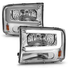 Load image into Gallery viewer, ANZO 99-04 Ford F250/F350/F450/Excursion (excl. 99) Crystal Headlights - w/ Light Bar Chrome Housing