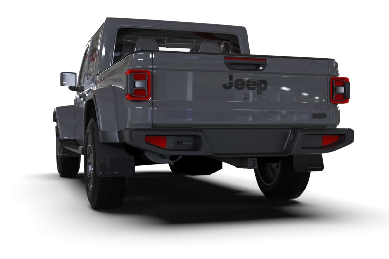 Rally Armor 19-23 Jeep JT Gladiator Mojave/Rubicon Black Mud Flap w/ Grey Logo