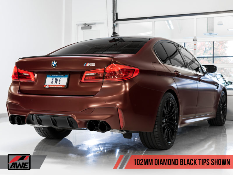 AWE Tuning 18-19 BMW F90 M5 SwitchPatch Cat-Back Exhaust- Black Diamond Tips