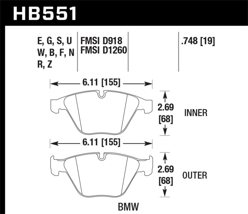 Hawk 07-09 BMW 335d/335i/335xi / 08-09 328i/M3 DTC-70 Race Front Brake Pads