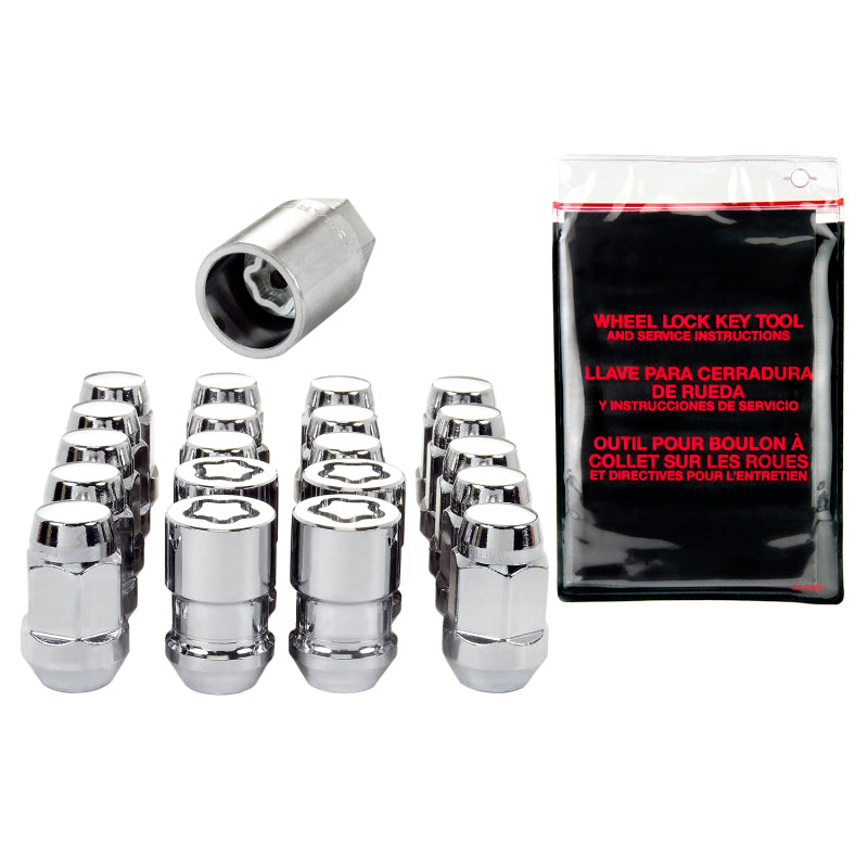 McGard 5 Lug Hex Install Kit w/Locks (Cone Seat Nut / Bulge) M12X1.5 / 3/4 Hex / 1.45in L - Chrome